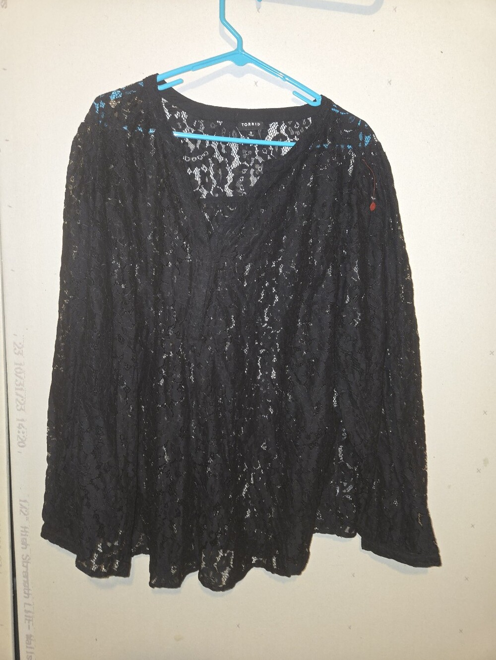 torrid Black Sheer Lace V-Neck Long Sleeve Top